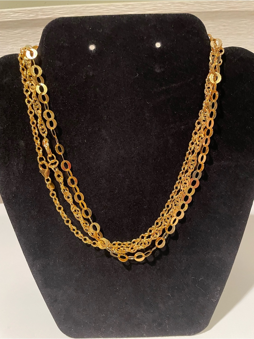 QVC Gold-Tone Multi-Strand Link Necklace